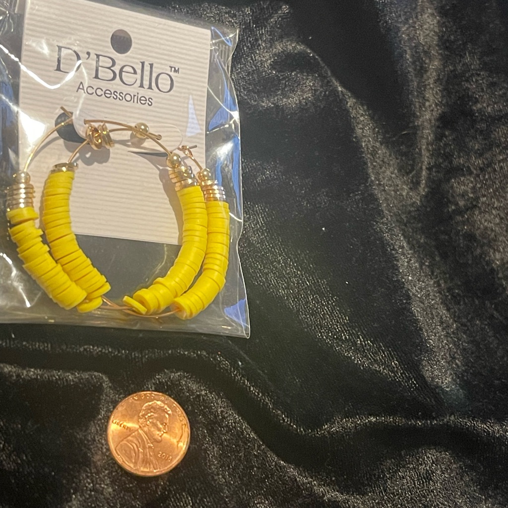D - D’bello Yellow And Gold Beaded Pierced Hoop Earrings